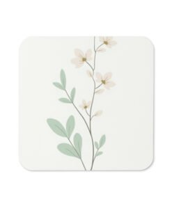 Minimalist Leaves & Flowers – Cork-Back Coaster