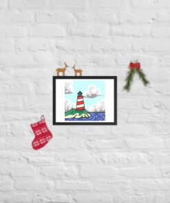 "Morning Beacon" – Framed Lighthouse Wall Art Over Calm Sea