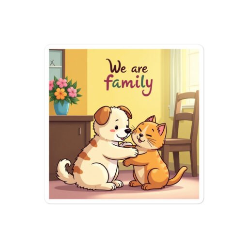 We Are Family – Dog & Cat Vinyl Sticker - Image 2