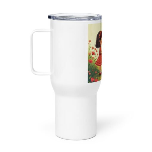 Sweet Moments Travel Mug – Kids Giving Flowers Design with Handle - Image 6