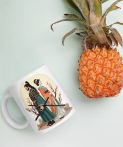 Samurai & Woman Mug – Japanese-Inspired Warrior & Muse Design