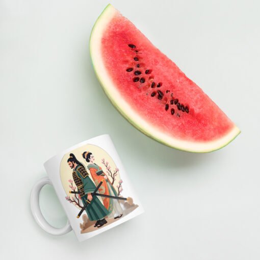 Samurai & Woman Mug – Japanese-Inspired Warrior & Muse Design - Image 2
